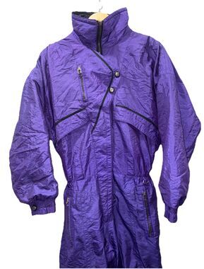 VTG 80s Inside Edge Ski Suit Size S One Piece Snowsuit Bib Retro Purple EUC